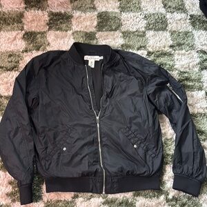 H&M Black Bomber Jacket with Ribbed Cuffs